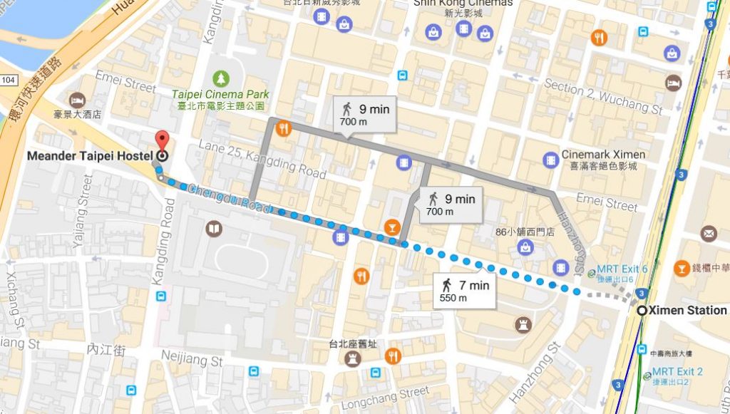 Meander Taipei Hostel Map